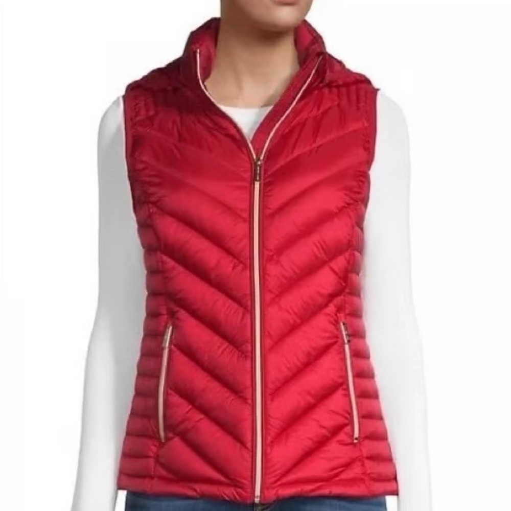 MK Michael Kors Women Red Vest Hoodie Front Zip XS